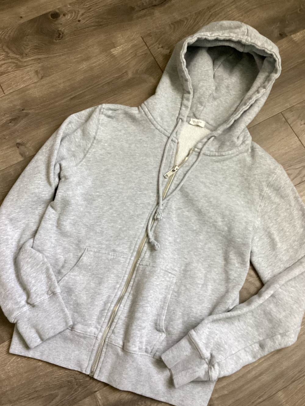 Brandy Melville Classic Light Gray Zip-Up Hoodie one size fits most